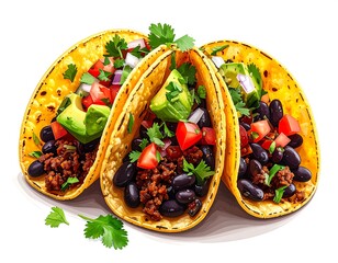 Colorful tacos arranged