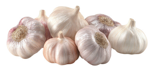 Raw, organic garlic bulb and cloves isolated on a clean white background