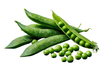 Fresh organic green peas in a pod isolated on a white background