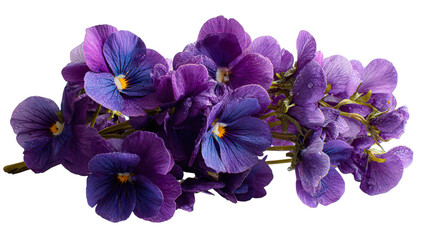Pink and purple iris flowers, with a beautiful blend of violet, blue, and lilac blossoms, isolated on a white background
