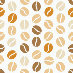 Coffee beans arranged in a repeating pattern on white surface creating a warm, inviting texture perfect for packaging or digital design.