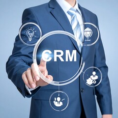 Businessman interacting with CRM interface (1)