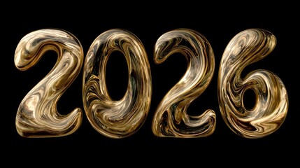 Gold, marbled 2026 numerals on black background