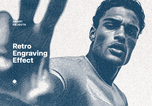Retro Engraving Photo Effect Mockup