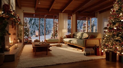 Fototapeta premium christmas interior scene