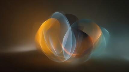 Abstract light painting with blue and orange swirling orbs