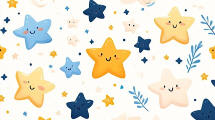Happy Smiling Stars Pattern Colorful Design