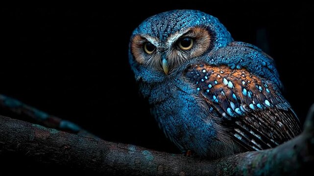 Beautiful blue owl close up