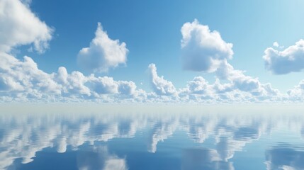 Clouds reflected on a calm blue ocean surface