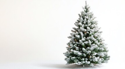 Snow Covered Christmas Tree On White Background
