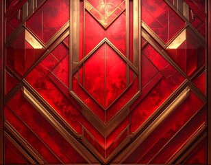 Geometric, red and gold design