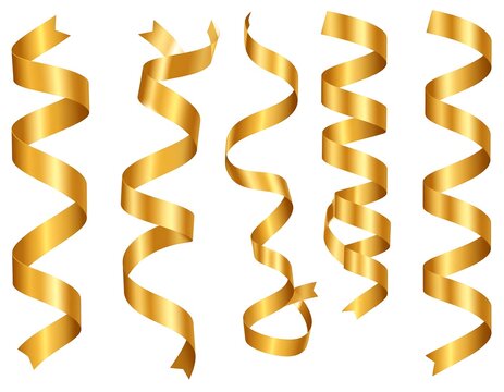 Gold ribbons on white background - Powered by Adobe