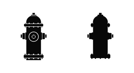 Two fire hydrant designs one detailed and one simple silhouette
