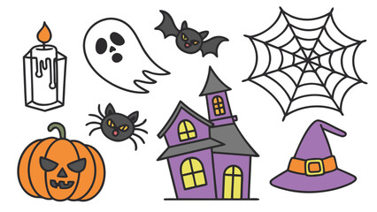 Halloween party design, and spooky decorations Fun cartoon vector collection