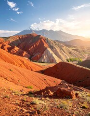 Naklejka premium Colorful mountain range at sunset
