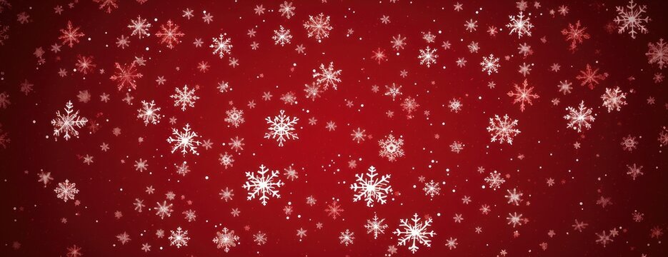 Christmas snowflakes background red. - Powered by Adobe