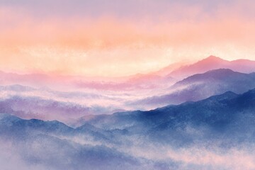 Misty mountain range at sunrise (1)