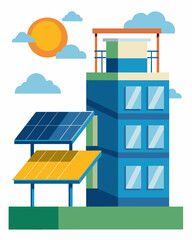 Obraz premium A sleek and aesthetically pleasing solarpowered heating system for luxury apartments integrated into balconies and rooftops for maximum efficiency.. Vector illustration