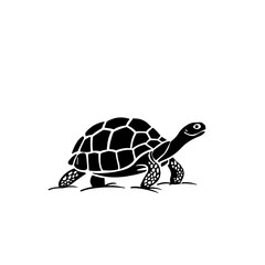Galpagos Tortoise. Galpagos Tortoise simple black and white line art vector logo