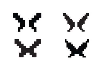  pixel wings silhouette vector,pixel wings icon