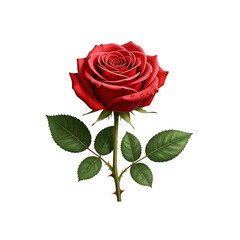 Stunning red rose with dew drops evokes love and romance, perfect for Valentine's Day designs, wedding invitations, or heartfelt messages of affection