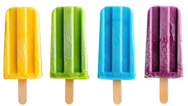 Colorful popsicle assortment isolated on transparent background for summer treat