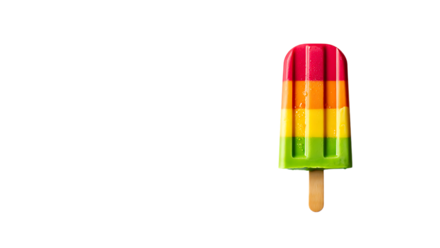 Colorful rainbow popsicle isolated on transparent background, a refreshing summer treat