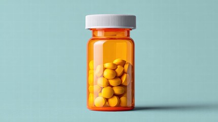 Pill bottle filled with yellow pills