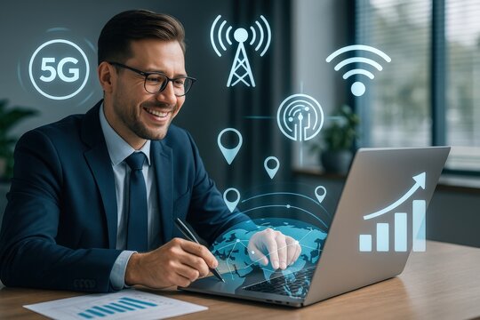 Exploring 5g technology innovations business insights office digital content modern environment professional viewpoint connectivity concept - Powered by Adobe