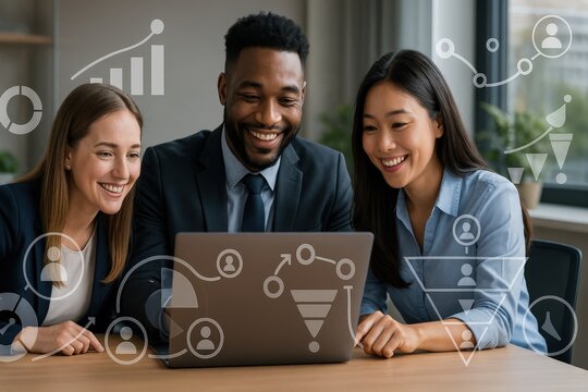 Collaborative team meeting corporate office digital interaction modern workspace engaging atmosphere business strategy insights