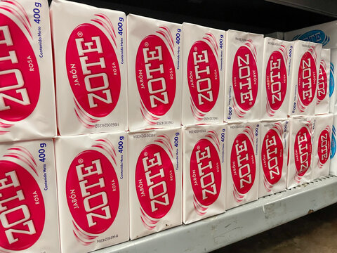 Zote soap bar from La corona soap factory, mexican soap company. Guadalajara, Jalisco, Mexico, Junio 30, 2024. sote