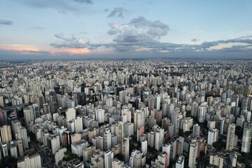 Urban landscape in Sao Paulo showcasing extensive city skyline during sunset
