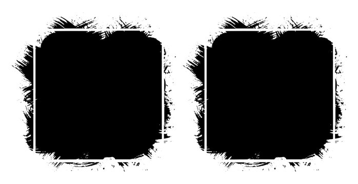 Vector art of two black grunge square frames, perfect for adding a rustic touch
