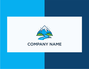 Mountain and River Logo Design for Outdoor Adventure Company.