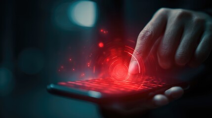 Business growth and financial analysis, a hand interacts with a dynamic data chart on a smartphone screen