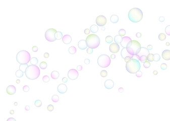 Soap bubbles flew randomly on a white background. Vector