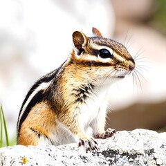 Close-up of a chipmunk on a rock