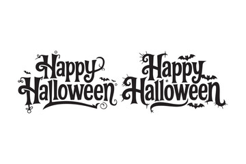 Spooky halloween typography with bats and cobwebs