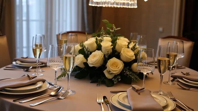 Table &eacute;l&eacute;gante pour un d&icirc;ner de gala