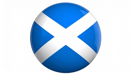 Obraz premium Glossy sphere featuring the Scottish flag, merging national symbolism with modern 3D design.