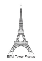 Eiffel Tower Line Drawing: Paris, France Landmark Illustration
