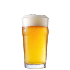 Glass of cold beer with foam isolated on transparent background
