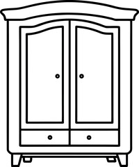 Single continuous line art of a wardrobe with two doors