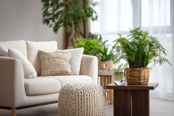 Fototapeta premium Interior moderno y luminoso con plantas verdes