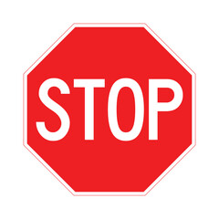 Stop sign with red octagon and white STOP text vector illustration
