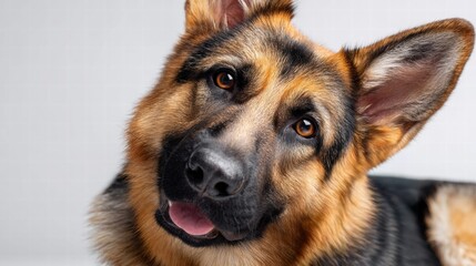German Shepherd Dog with a Curious Expression