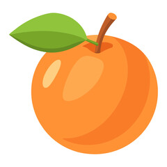 Illustration of a single tangerine with leaf, fresh orange fruit vector, citrus tangerine art