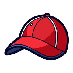 Red baseball cap vector illustration for sports apparel design and fashion accessory graphic art