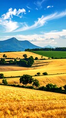 Fototapeta premium Golden hills under a vibrant sky