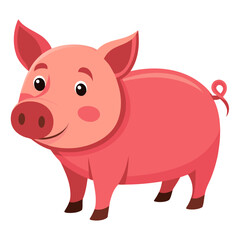 Cartoon pig illustration for kids learning resources and animal themed graphic design projects use 90